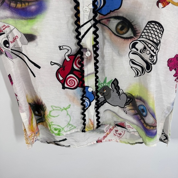 Kenzo Paris Multicolor Graphic Print Shirt Statement Short Sleeve Button Down 36 - Picture 6 of 13